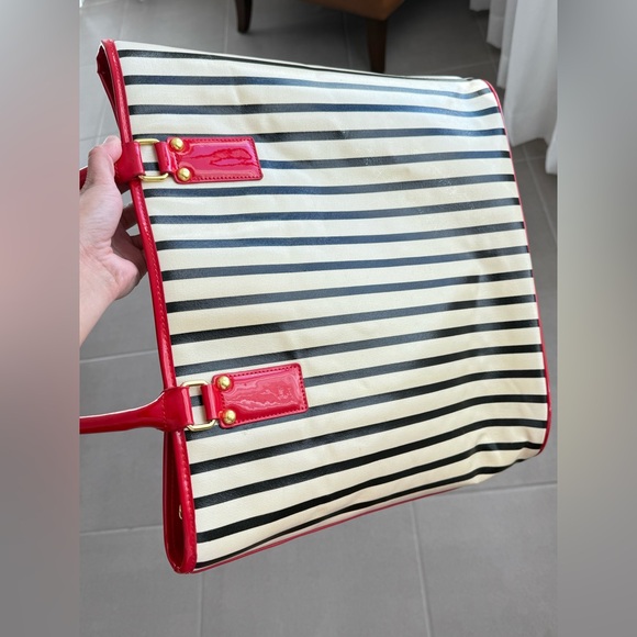 St. John PVC Tote in Black/Red/Ivory or light yellow hard to tell VGUC - Picture 9 of 17